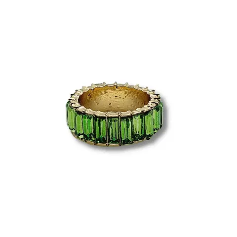 Femnmas Stone Statement Rings For Women & Girls (Gold Emerald Green, 9)