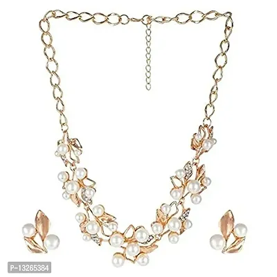 Femnmas Jewellery Sets for Women Gold Plated Pearl Studded Necklace Jewellery Set with Earrings for Girls/Women-thumb0