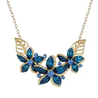 Femnmas Designer Statement Necklace And Earrings Set For Girls & Party (Blue)-thumb2