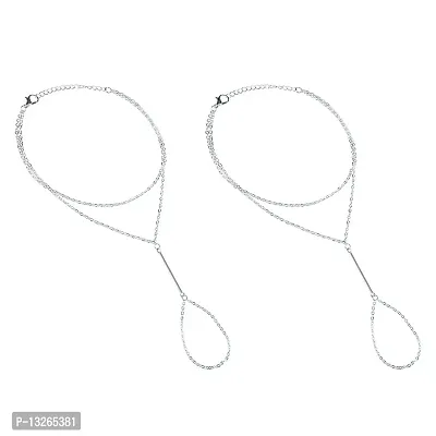 Femnmas Simple Silver Toe Ring Anklet (Pair) for Girls and Women