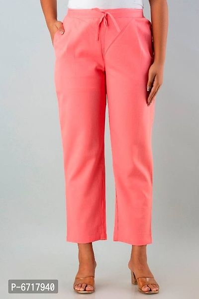 JAIPURI LIBAS Girls cotton Slub Peach color trouser-thumb0