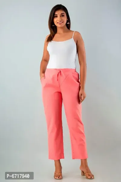 JAIPURI LIBAS Girls cotton Slub Peach color trouser-thumb4