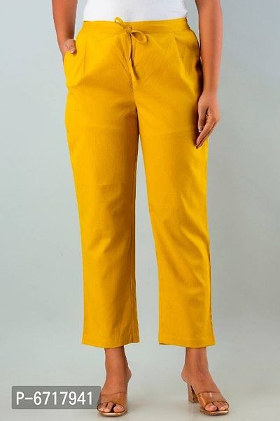 JAIPURI LIBAS Girls cotton Slub Musturd color trouser