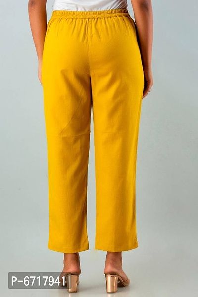 JAIPURI LIBAS Girls cotton Slub Musturd color trouser-thumb2
