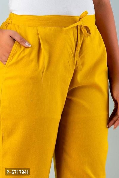 JAIPURI LIBAS Girls cotton Slub Musturd color trouser-thumb3