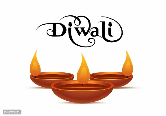 Diwali Special Diya Design Wall Sticker 30 Cm X 45 Cm-thumb0