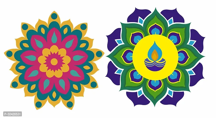 Diwali Special Colourful Decorative Rangoli Sticker Size- 30 Cm X 30 Cm Set Of 2