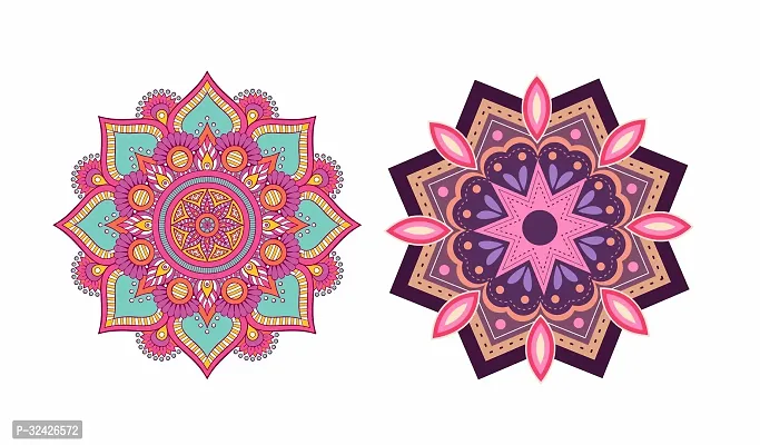 Diwali Special Colourful Decorative Rangoli Sticker Size- 30 Cm X 30 Cm Set Of 2