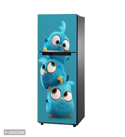 Blue Cartoon Fridge Self Adhesive Sticker (Pack Of 1)