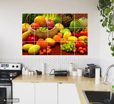 Waterproof Kitchen Veg And Fresh Fruits Wallpaper/Wall Sticker Multicolour - Kitchen Wall Coverings Area ( 60Cm X 91Cm )-thumb0