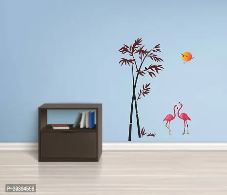 Stylish Pink Flamingos Bamboo at Sunset Wall Sticker-thumb3