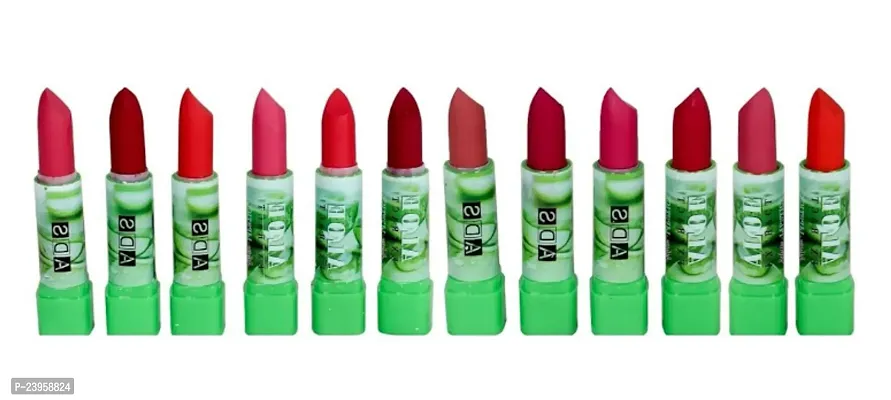 Non-Smudging, Organic And Waterproof Lipstick Set Of 12, Matte Finish - Multicolor