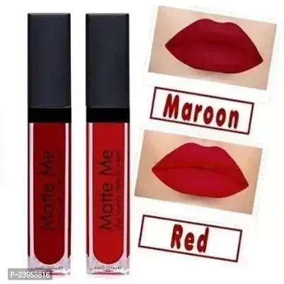 Womens Non Transfer Smudge Proof Longlasting Sensational Liquid Matte Lipstick For Women And Ladies-Maroon And Red-thumb0