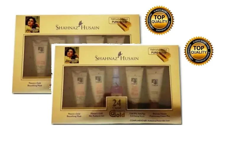 Shahnaz Hussain 24 Carat Golden Glow Gold Plus Facial Kit- Combo (2 x 27.5 ml)