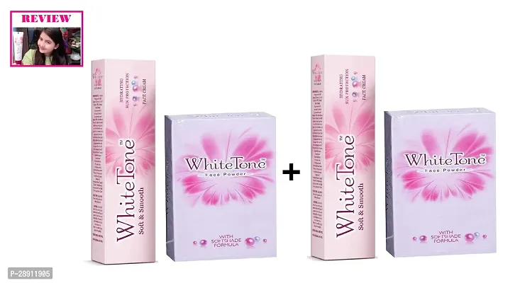 White Tone Soft and Smooth Face Cream, 25 G - Pack of 2 with  White Tone Face Powder, 30g Pack of 2