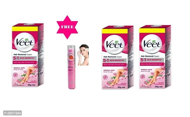 5 in 1 Hair Removal Cream For Women Pack of 3 with 1 Lipstick