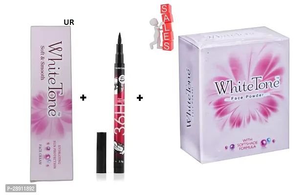 White Tone Soft and Smooth Face Cream, 25 G with 36 H Kajal and  White Tone Face Powder, 30g