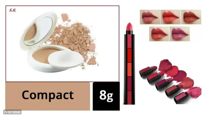 perfect skin whitening compact pack of 1 with matte five in one lip balm in red adition-thumb0