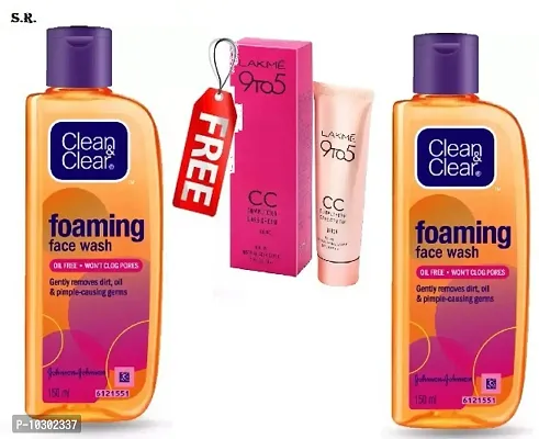 CLEAN AND CLEAR FOAMING FACEWASH 150ML PACK OF 2 WITH FREE 9 TO 5 CC CREAM 9g-thumb0