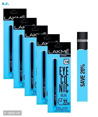 iconic ...deep black kajal , water proof , long lasting pack of 5