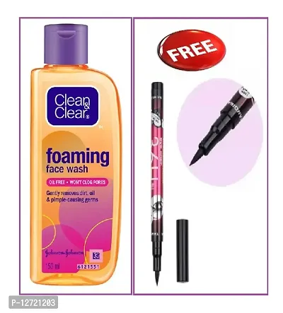 PACK OF 1 CLEAN AND CLEAR FOAMING FACEWASH 150ML + 36H EYELINER WATERPROOF