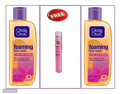 PACK OF 2 CLEAN AND CLEAR FOAMING FACEWASH 150ML + MAGIC PINK LIP BALM-thumb0