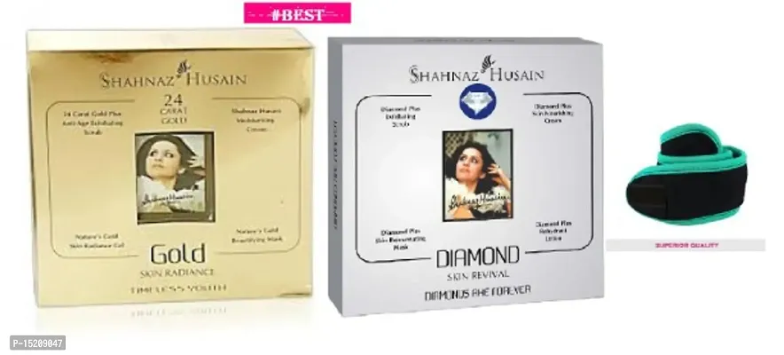 SHAHNAZ HUSSAIN DIAMOND + GOLD BOX FACIAL KIT WITH FACIAL BAND-thumb0