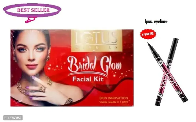 LOTUS HERBALS BRIDAL GLOW FACIAL KIT FOR RADIANT GLOW + 1 PCS. 36H EYELINER WATERPROOF