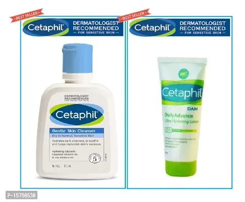 #DERMATOLOGIST RECOMMENDED CETAPHIL GENTLE SKIN CLEANSER 125ML + CETAPHIL ULTRA HYDRATING LOTION 100G