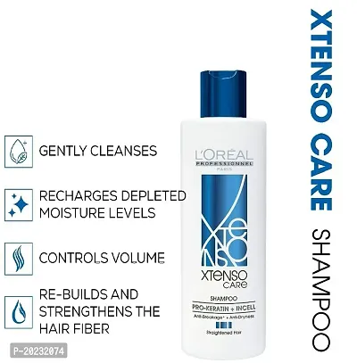 LOreacute;al Professionnel Xtenso Care Shampoo For Straightened Hair, 250 ML |Shampoo for Starightened Hair|Shampoo with Pro Keratin  Incell Technology pack of 1-thumb0