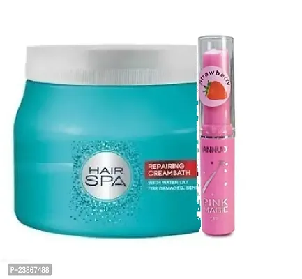 Hair Spa Repairing Creambath 490g + magic pink lip balm