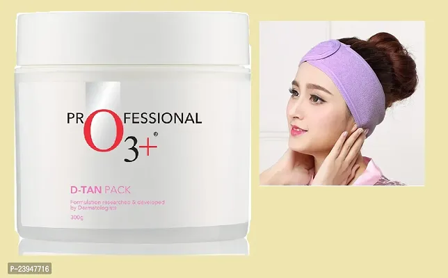 O3+ D-Tan Pack for Instant Skin Brightening and Lightening De Tan Removal 300gm + facial band