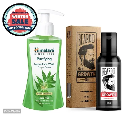 himalaya neem purifying face wash + beardo hair growth oil