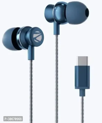 Stylish Blue In-ear Wired Headphone With Microphone-thumb0