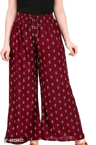 Stylish Elegant Maroon Rayon Printed Palazzo For Women