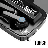 M19 EARBUDS AND HEADPHEON BLACK WITH LED LIGHT AND POWERBANK-thumb1