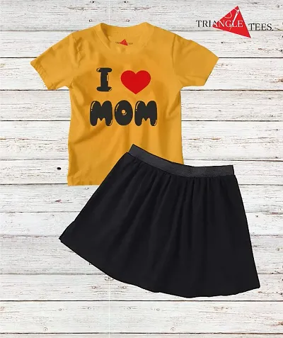 Trendy T-shirt With Skirt Clothing Sets For Girls