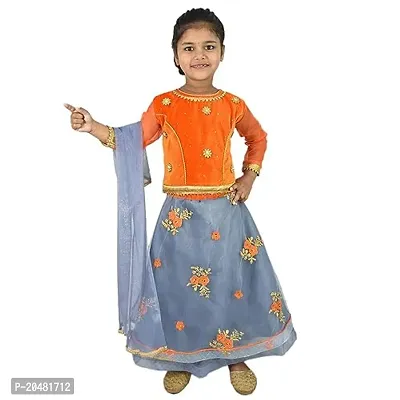 KGN Girls Lehenga Choli And Dupatta Set Ethnic Wear Embroidered (5 To 11 Years Girls)