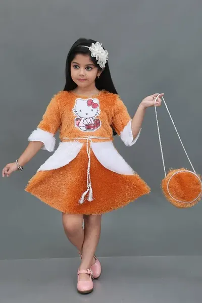 Girls Fashionable Dress With Bags