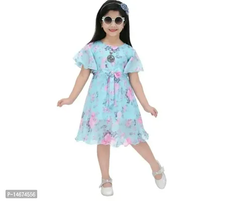 Stylish Satin Knee Length Party Dress For Girls