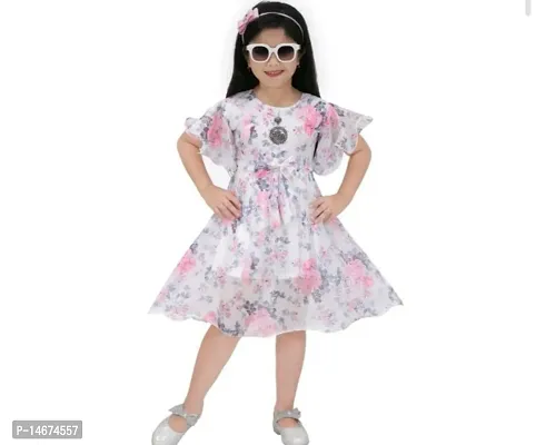 Stylish Satin Knee Length Party Dress For Girls