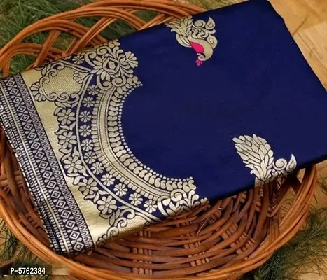 Stylish Lichi Silk Woven Design Saree With Blouse Piece
