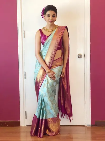 Trending Silk Blend Saree with Blouse Piece