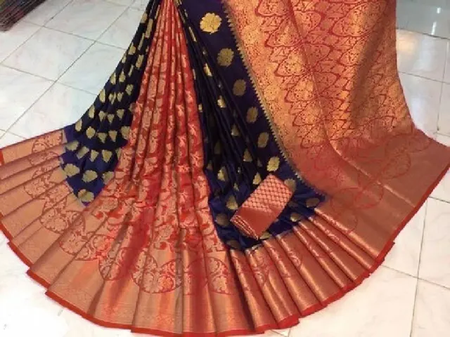 Lichi Silk Jacquard Sarees with Blouse piece