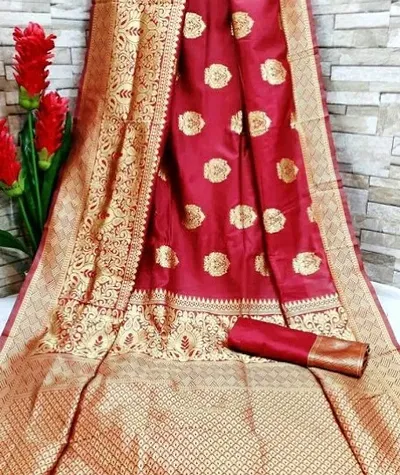 Beautiful Art Silk Saree With Blouse Piece