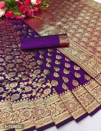Elegant Art Silk Jacquard Saree With Blouse Piece For Women-thumb0