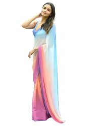 Rani Inspired Georgette Multicolored Saree with blouse Piece-thumb2