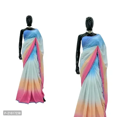 Rani Inspired Georgette Multicolored Saree with blouse Piece-thumb4