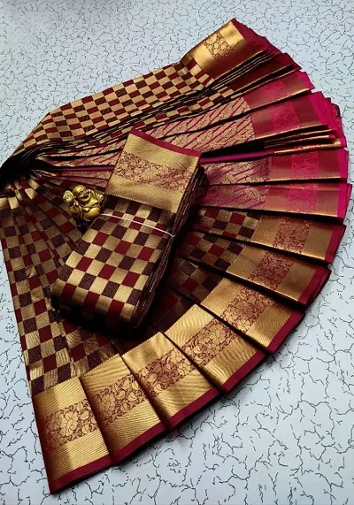 Kanjeevaram Soft Silk Zari Woven Sarees With Blouse Piece