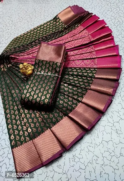 Stunning Bridal Soft Silk Zari Woven Saree With Blouse Piece For Women